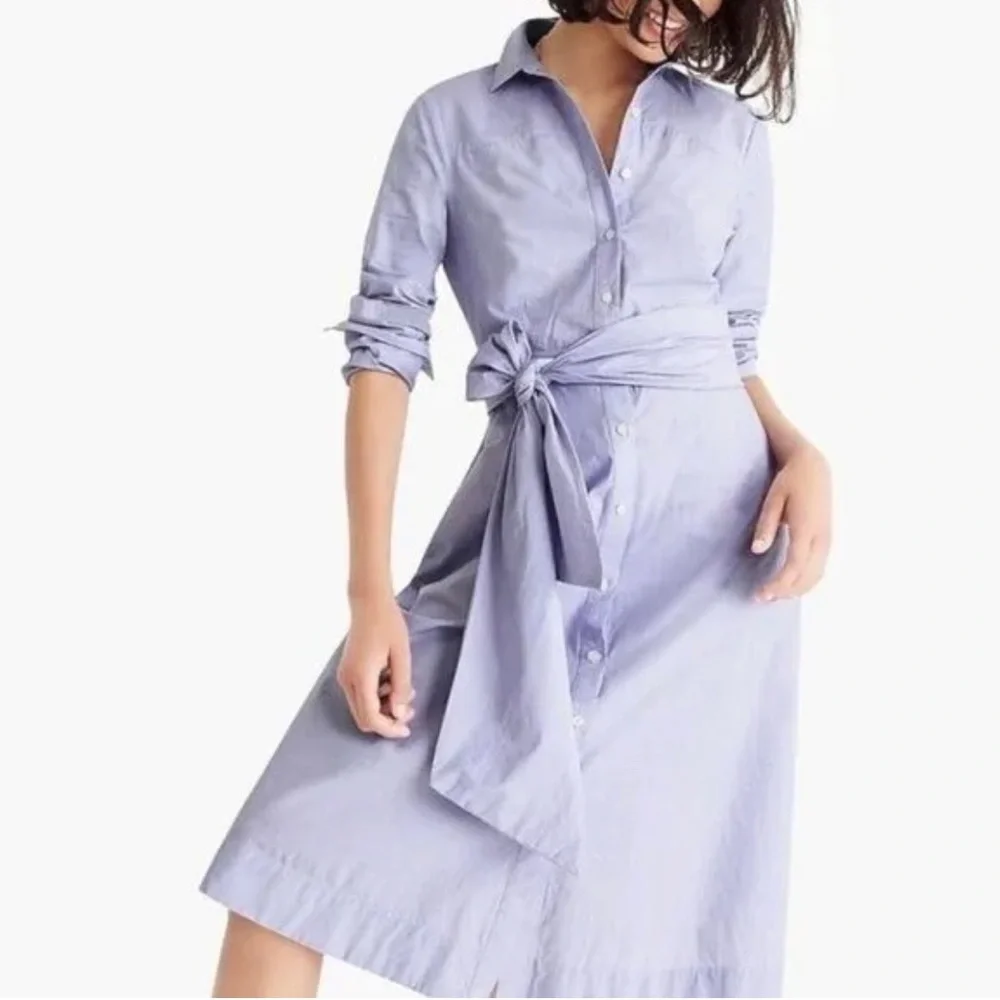 Classic cotton tie-waist shirtdress w/POCKETS. Size 14 (fits small) - Picture 6 of 11
